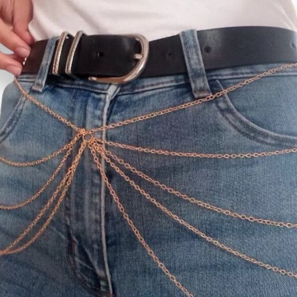 Gold Multilayer Chain Belt NEW - Picture 6 of 6